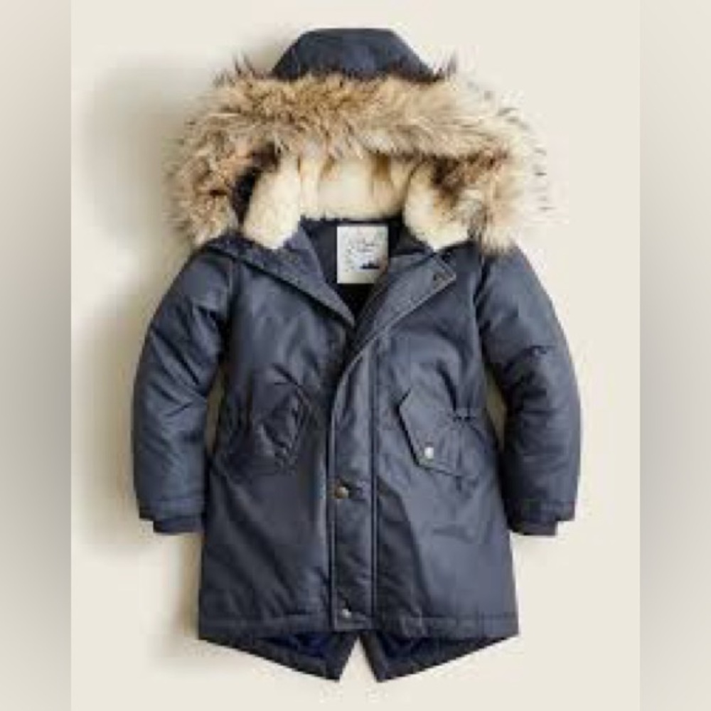 J Crew Kids Teen Boys' fishtail parka with PrimaLoft Navy Blue